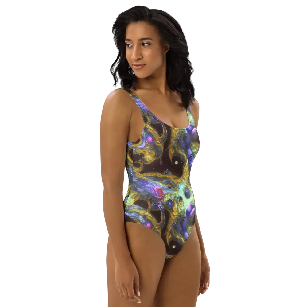 Indigo Infinity on One-Piece Swimsuit — Right