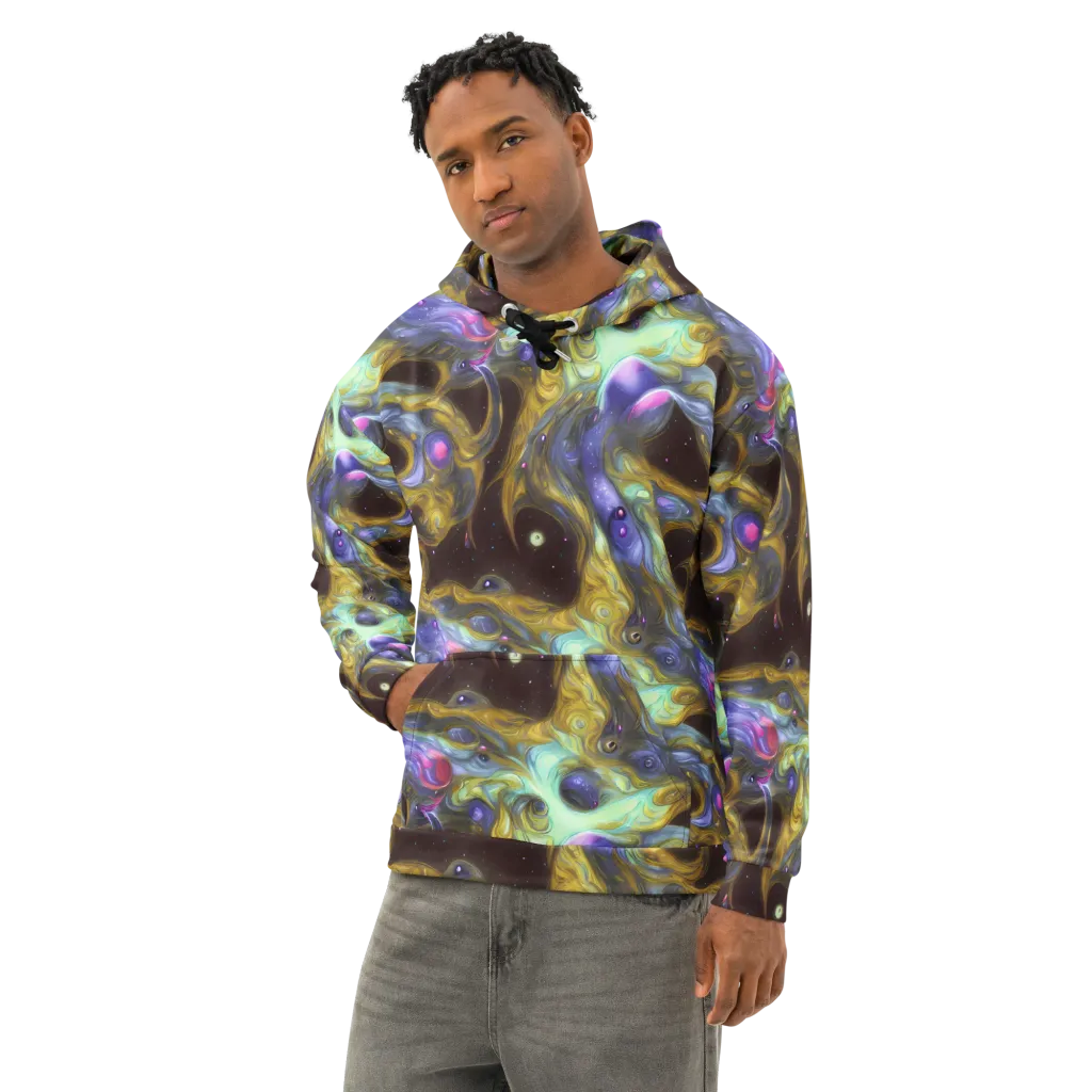 Indigo Infinity on Cotton Hoodie — Left Front