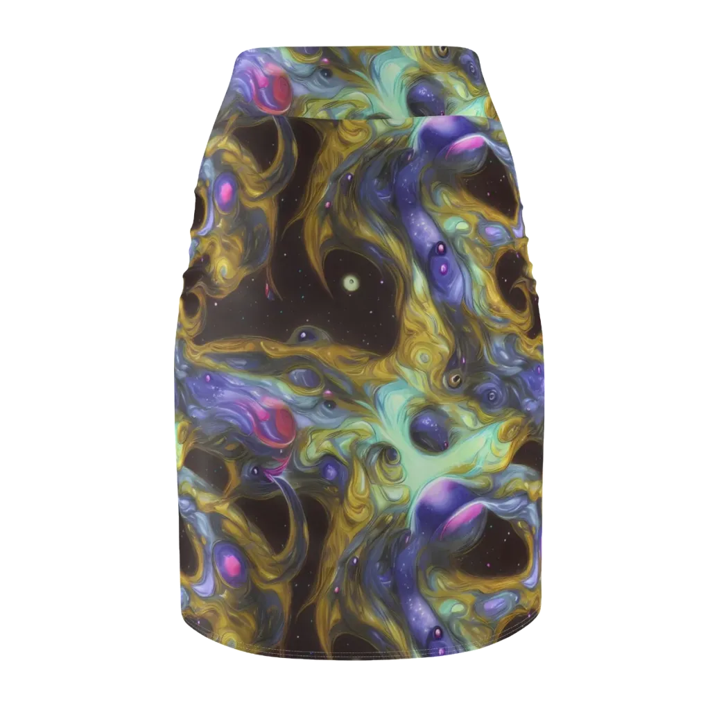 Indigo Infinity on Pencil Skirt — Back