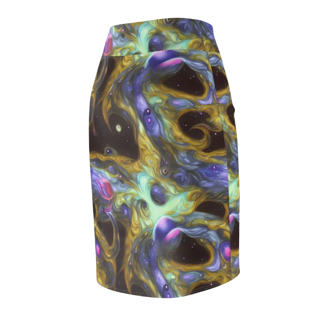 Indigo Infinity on Pencil Skirt — Back Side