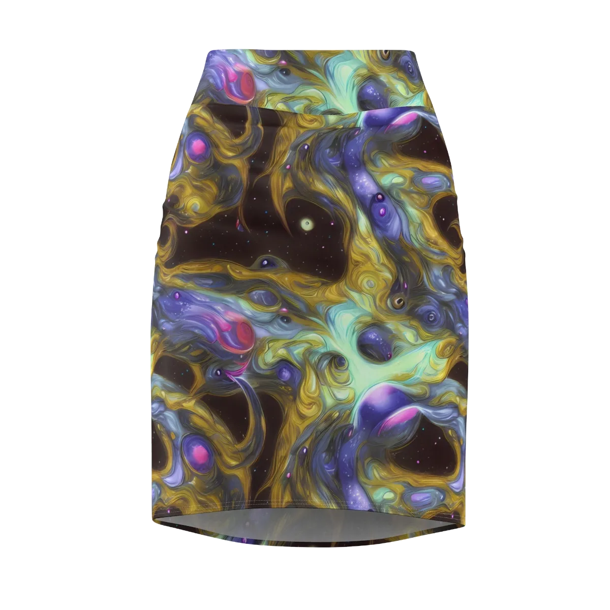 Indigo Infinity on Pencil Skirt — Front
