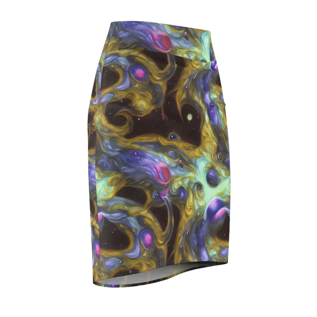 Indigo Infinity on Pencil Skirt — Front Side