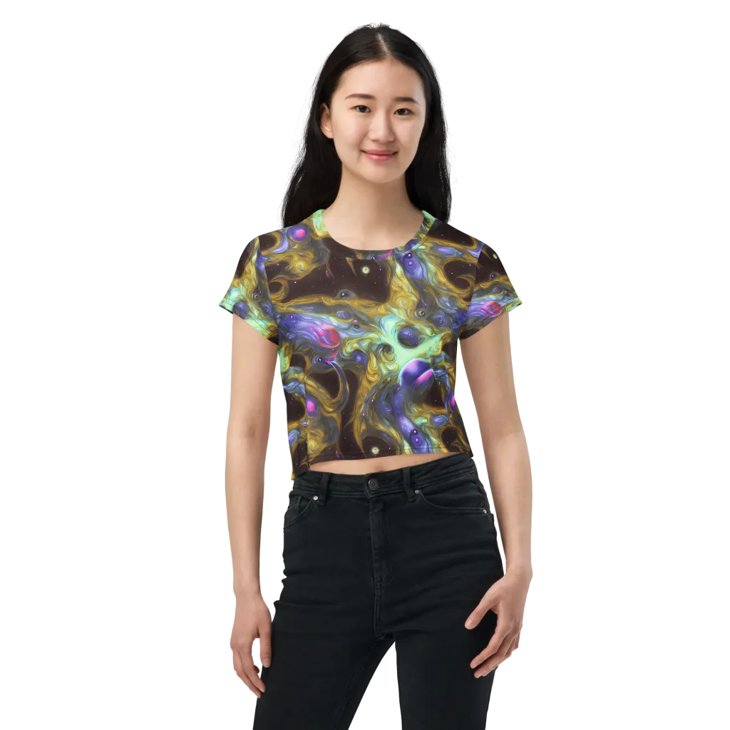 Indigo Infinity on Crop Tee — Front