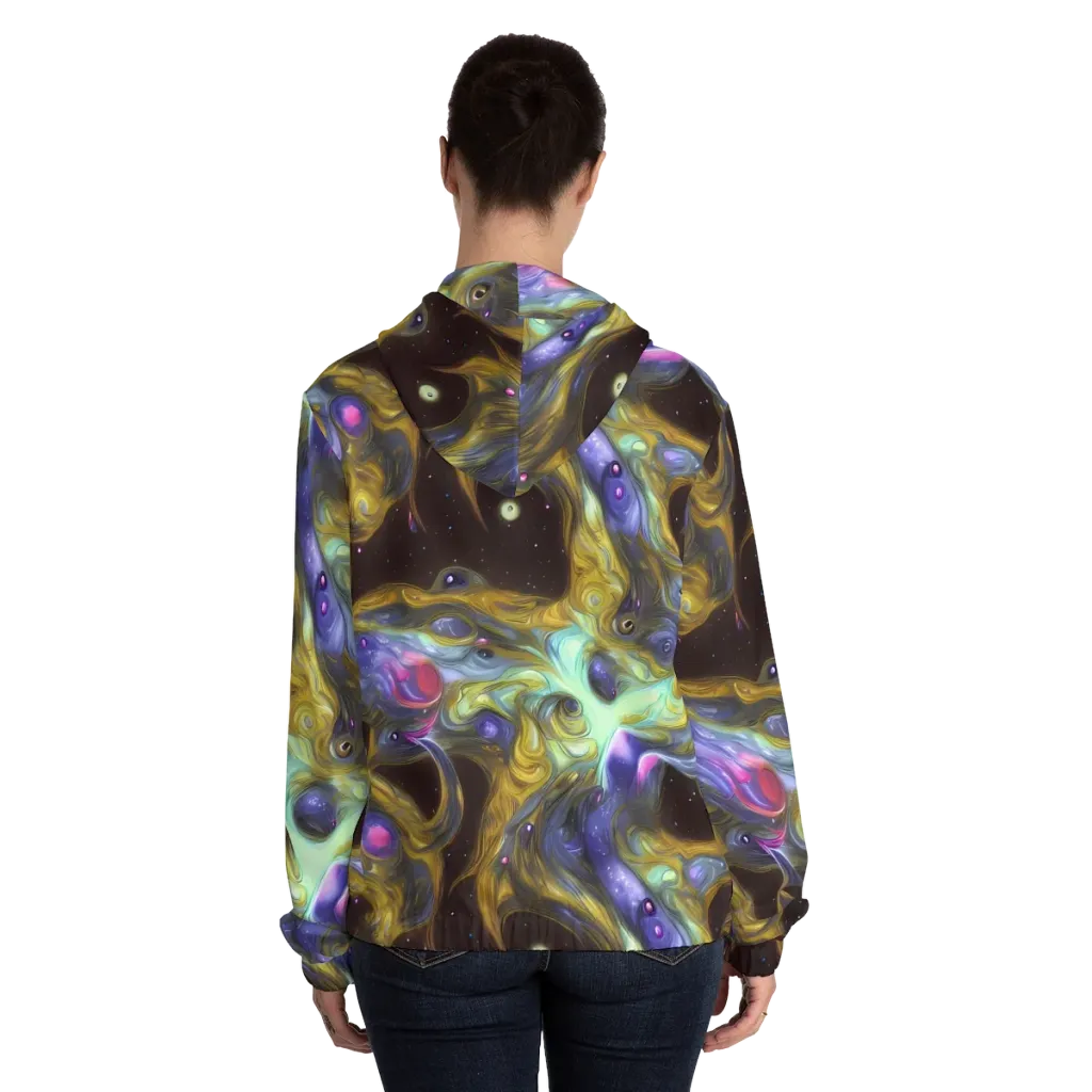 Indigo Infinity on Women's Full-Zip Hoodie — Back On Person