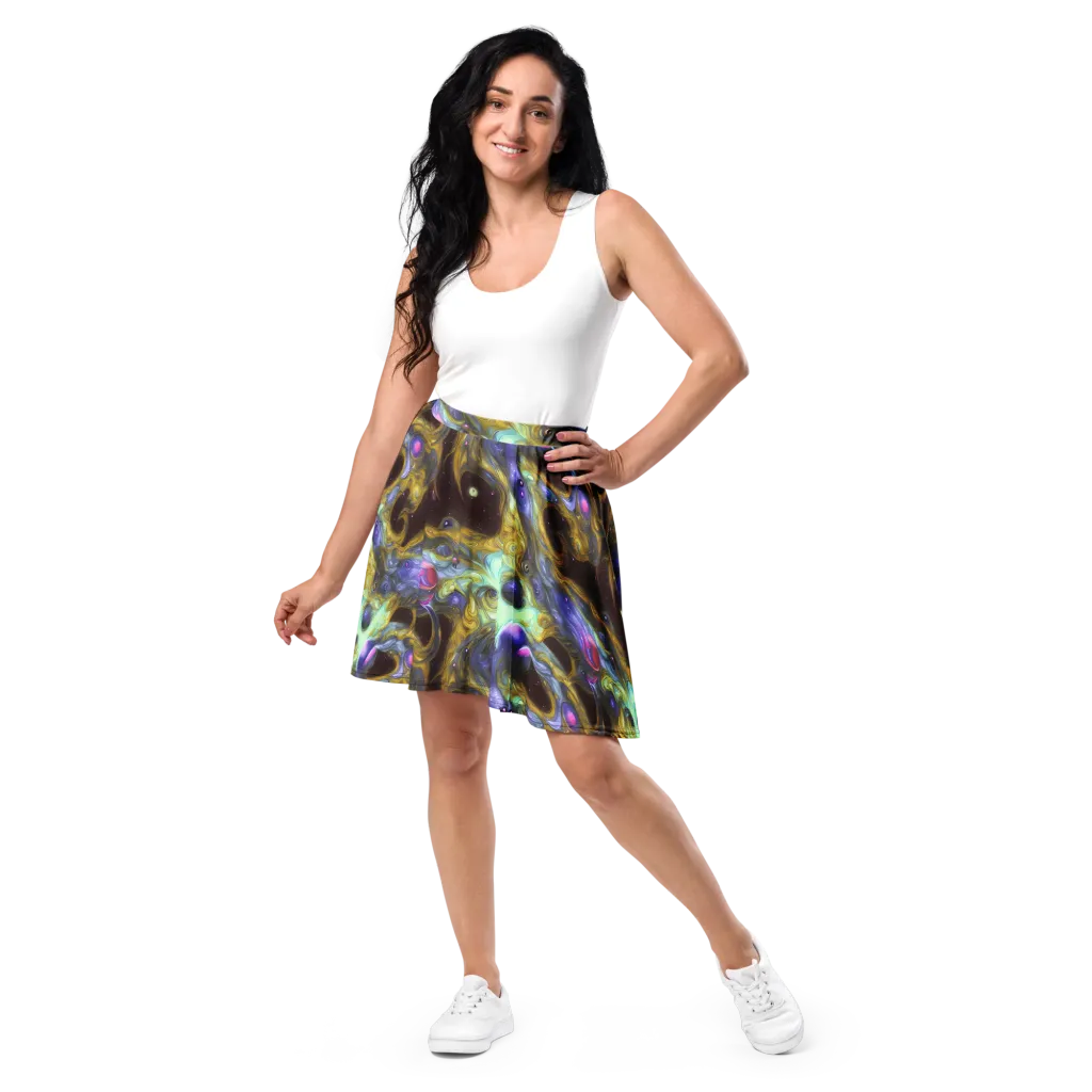 Indigo Infinity on Skater Skirt — Front