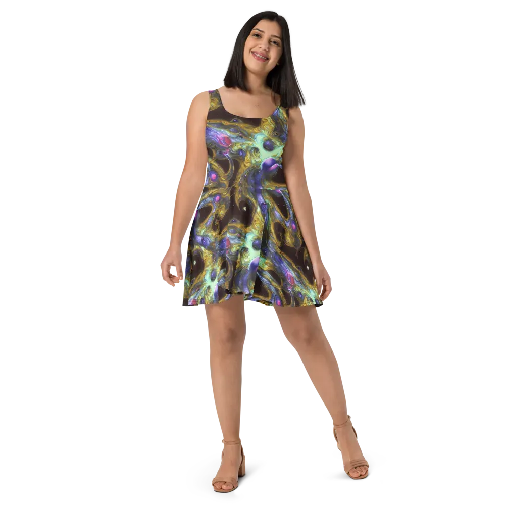 Indigo Infinity on Skater Dress — Front