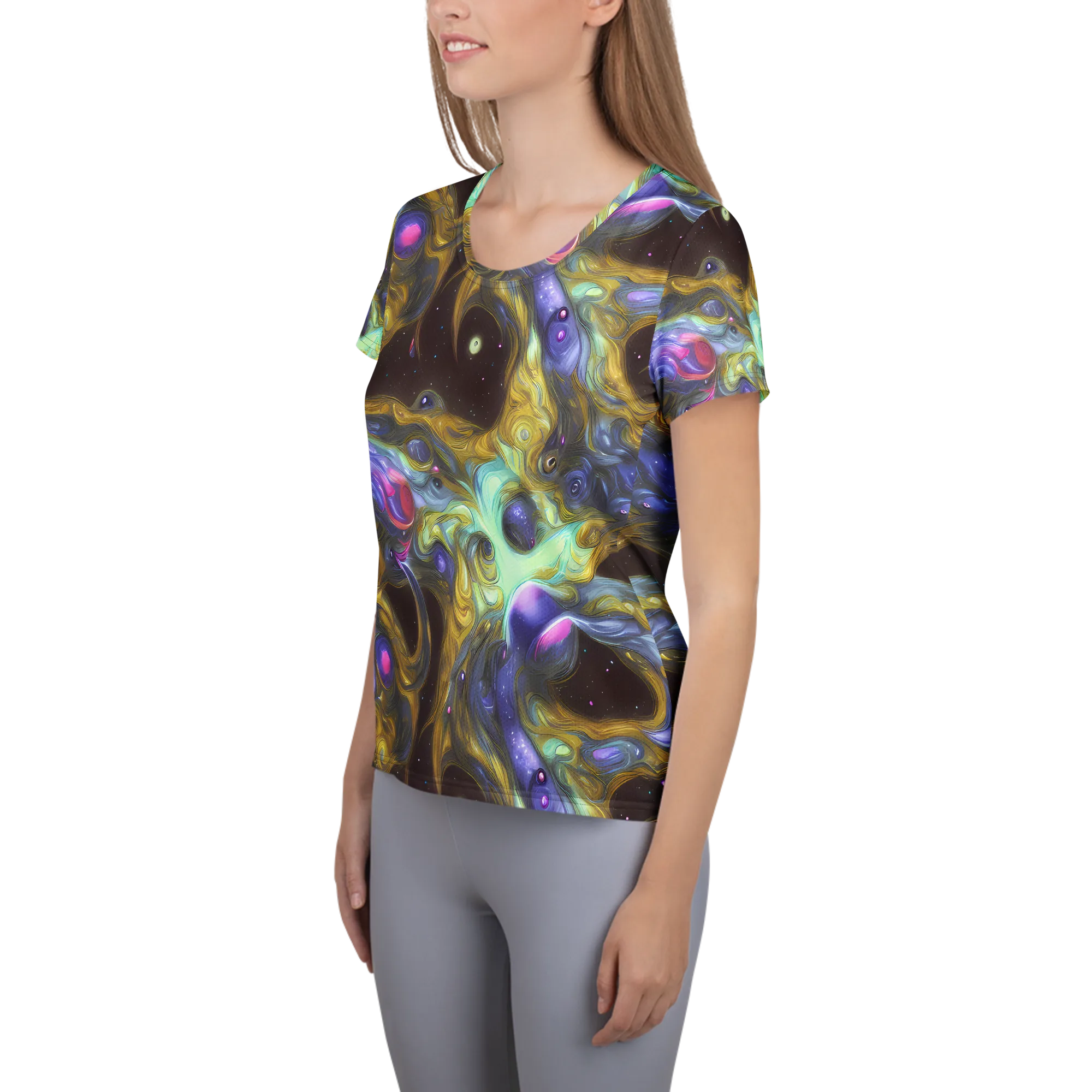 Indigo Infinity on Women's Athletic T-Shirt — Left