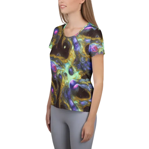 Indigo Infinity on a Women's Athletic T-Shirt