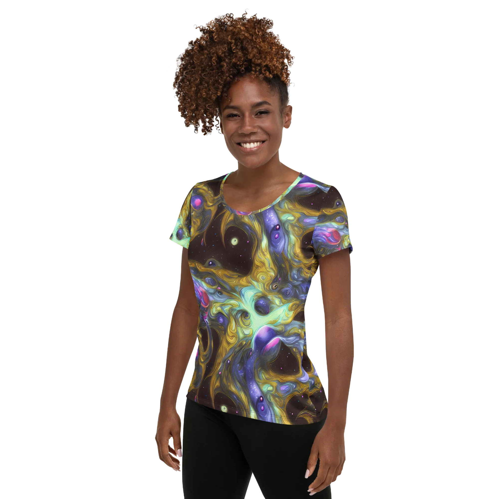 Indigo Infinity on Women's Athletic T-Shirt — Left