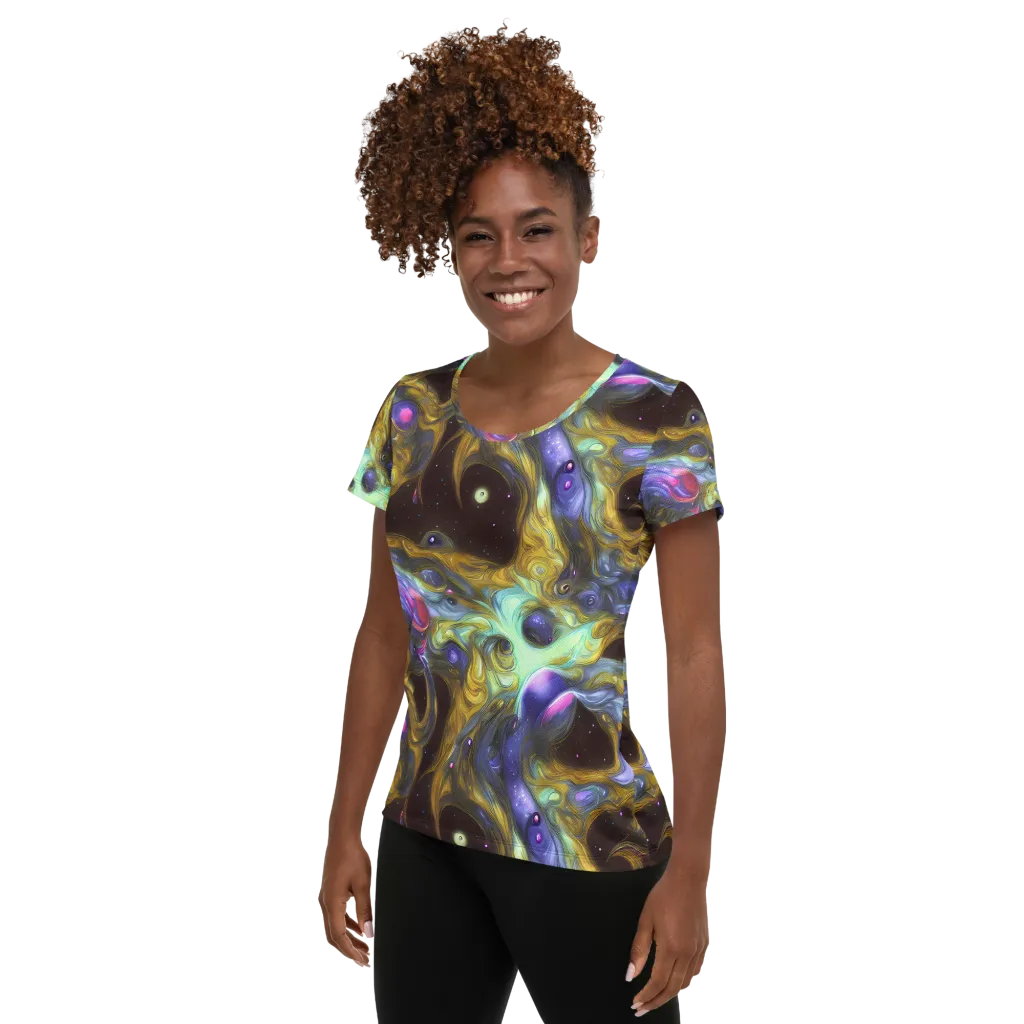 Indigo Infinity on Women's Athletic T-Shirt — Left