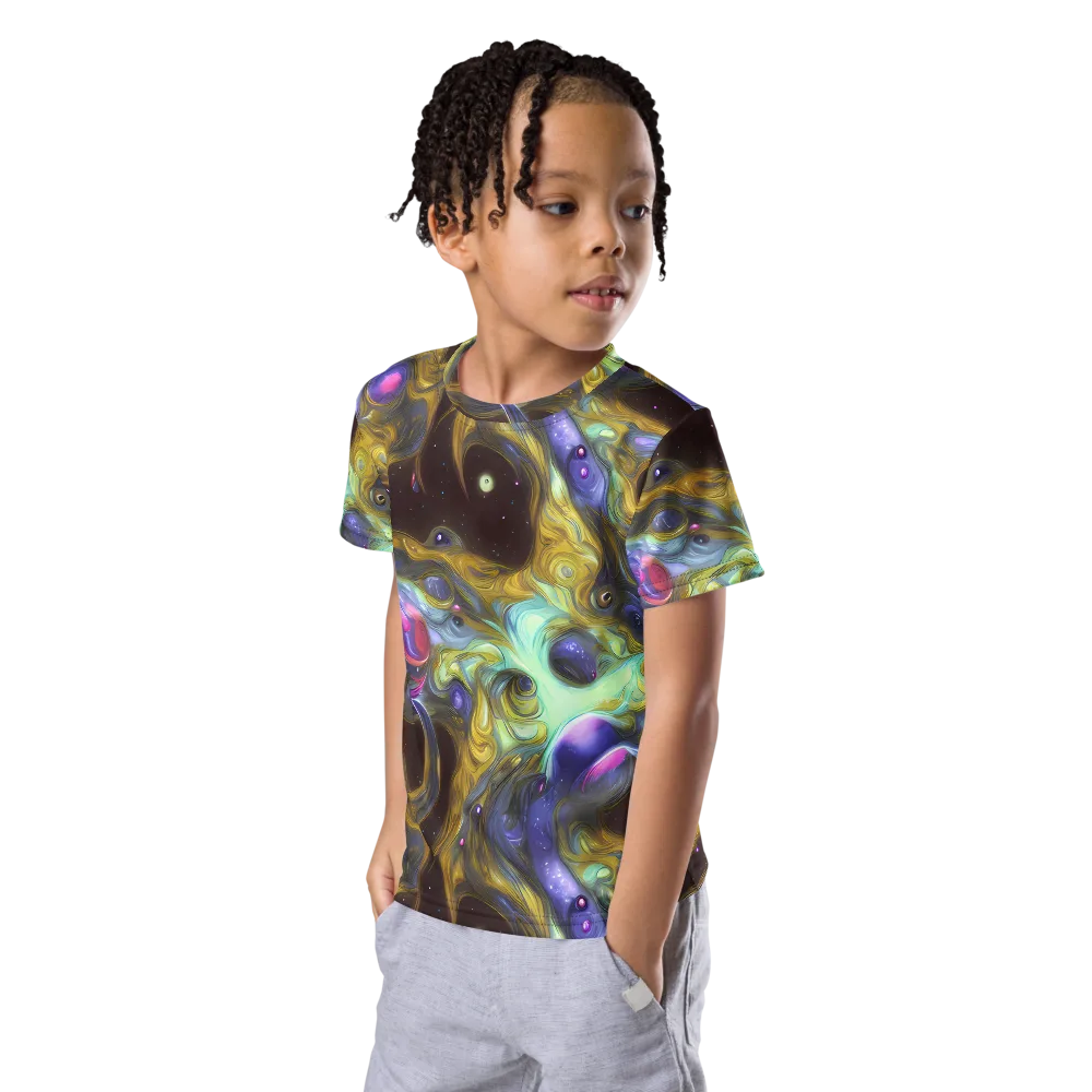 Indigo Infinity on Kids Crew Neck T-Shirt — Left Front