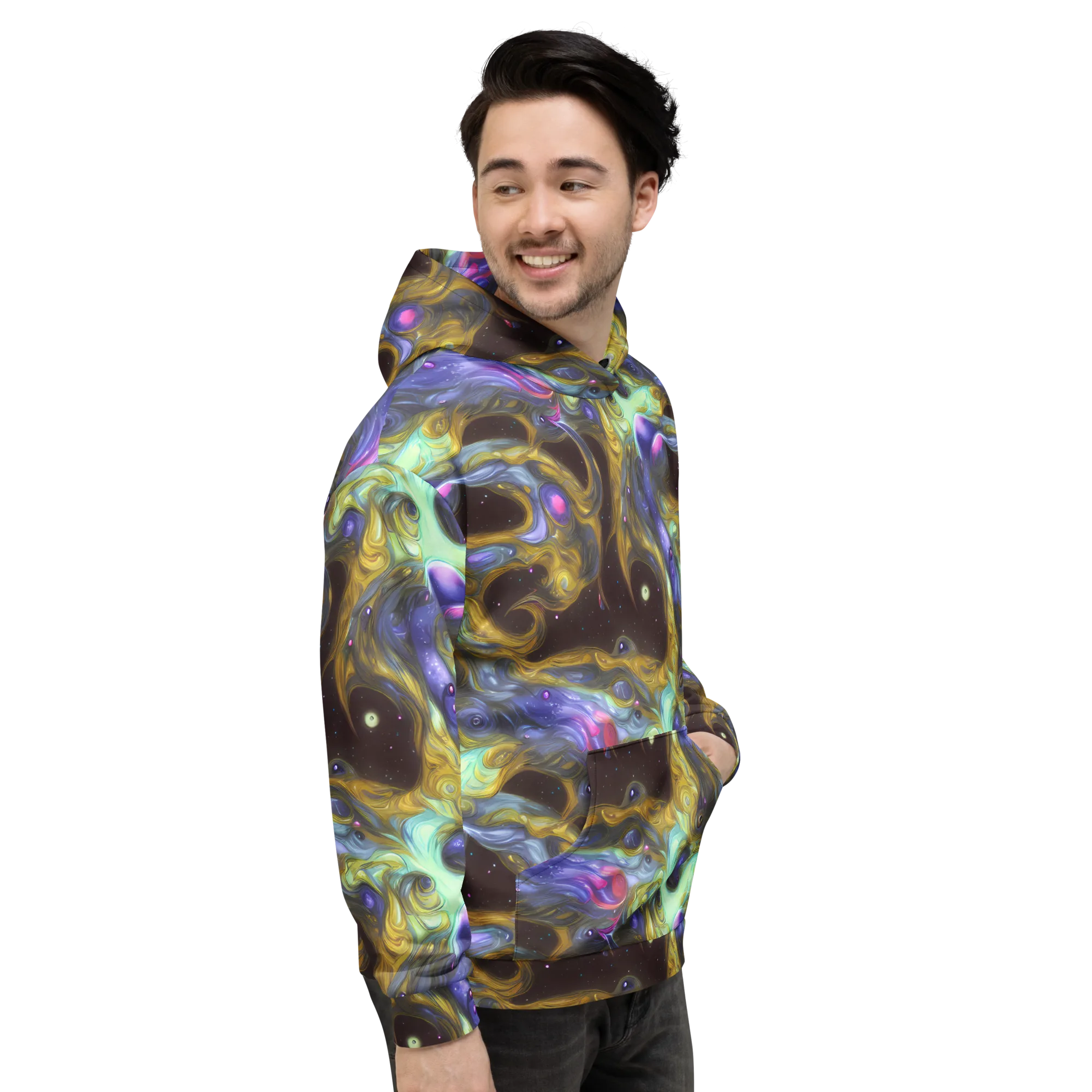 Indigo Infinity on Hoodie — Right