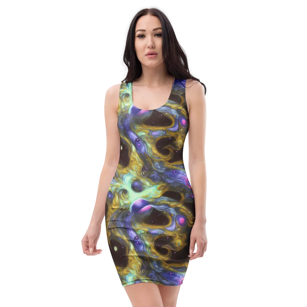 Indigo Infinity on Bodycon Dress — Front