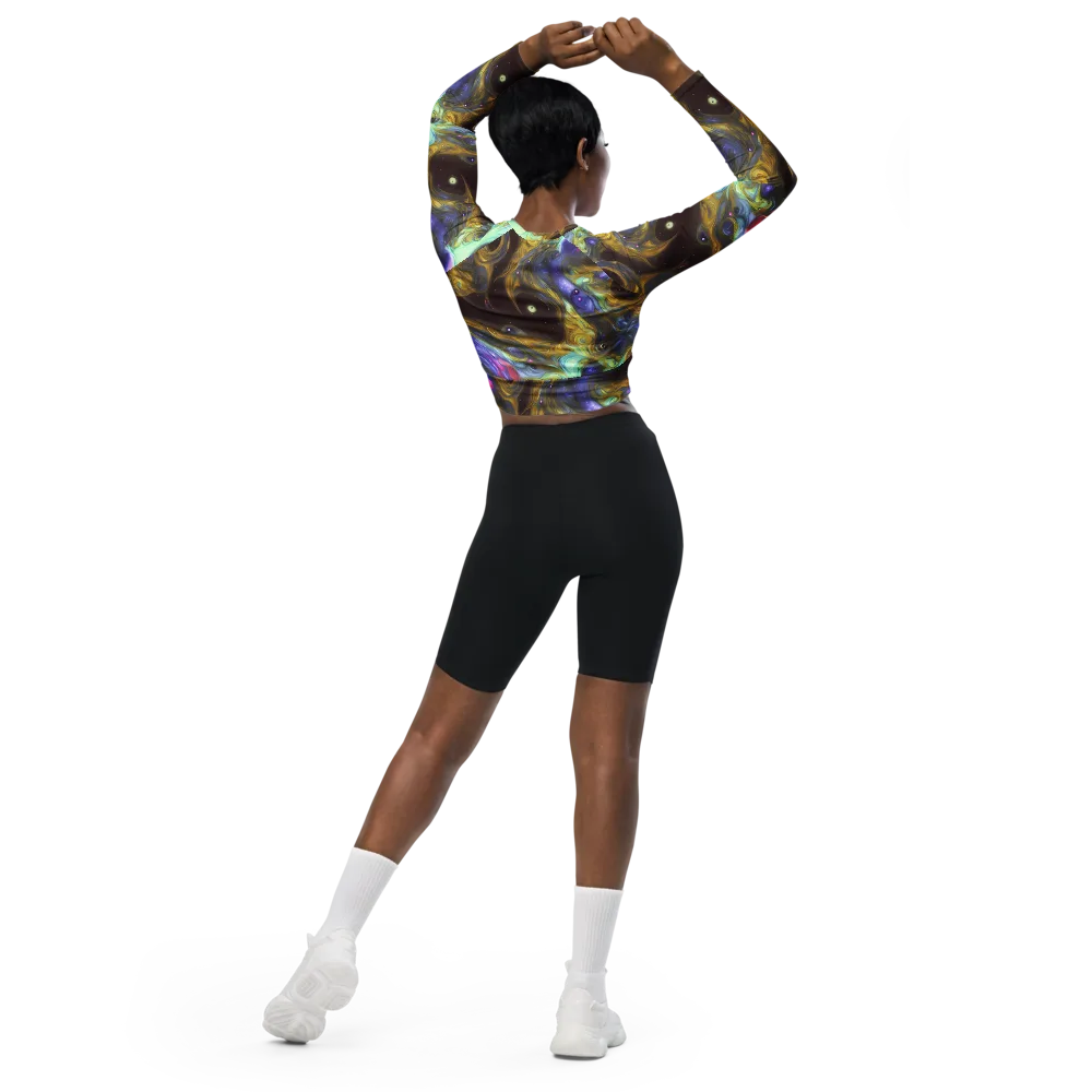 Indigo Infinity on Long Sleeve Crop Top — Back
