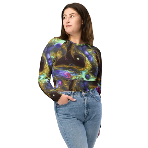 Indigo Infinity on a Long Sleeve Crop Top