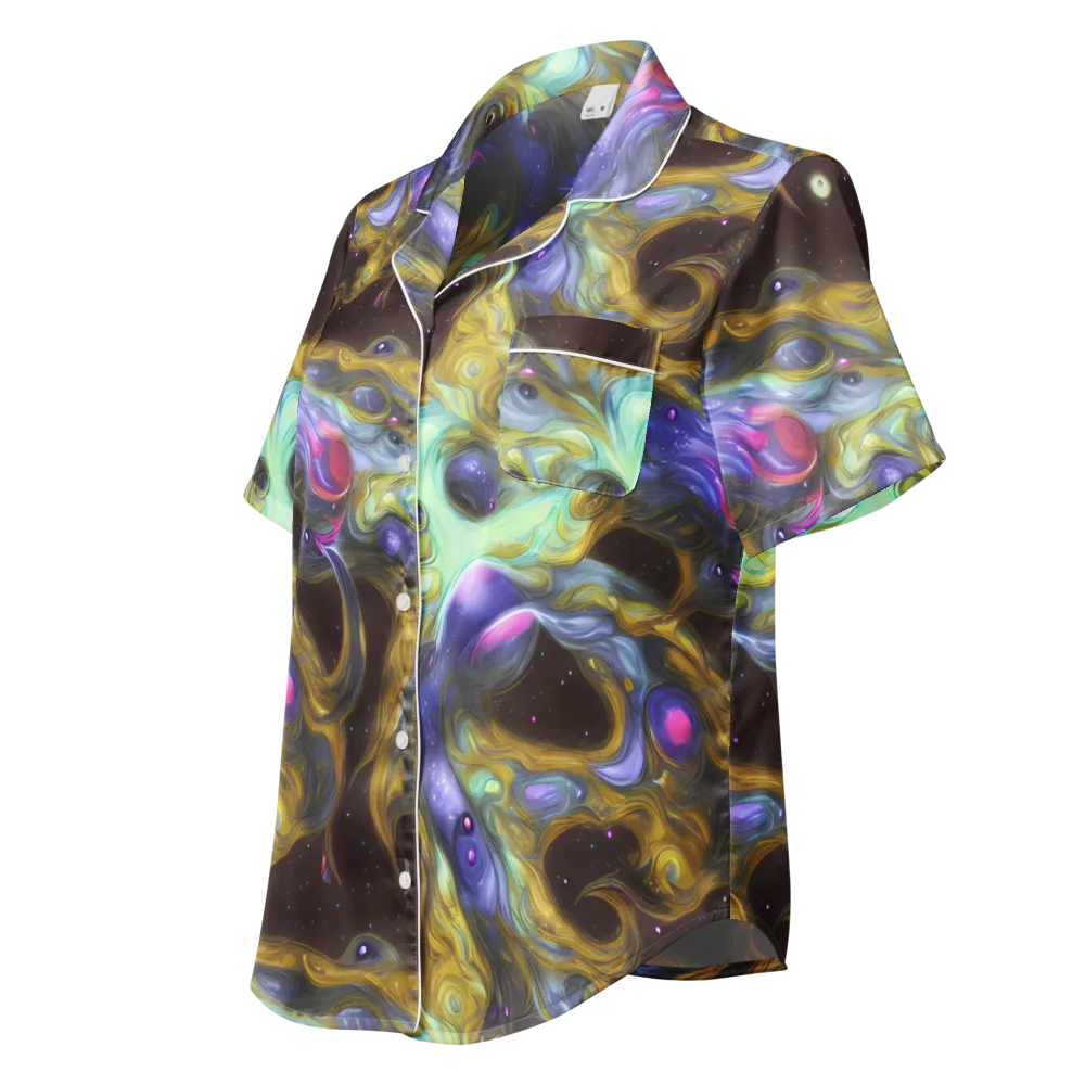 Indigo Infinity on Women's Short Sleeve Pajama Top — Left Front