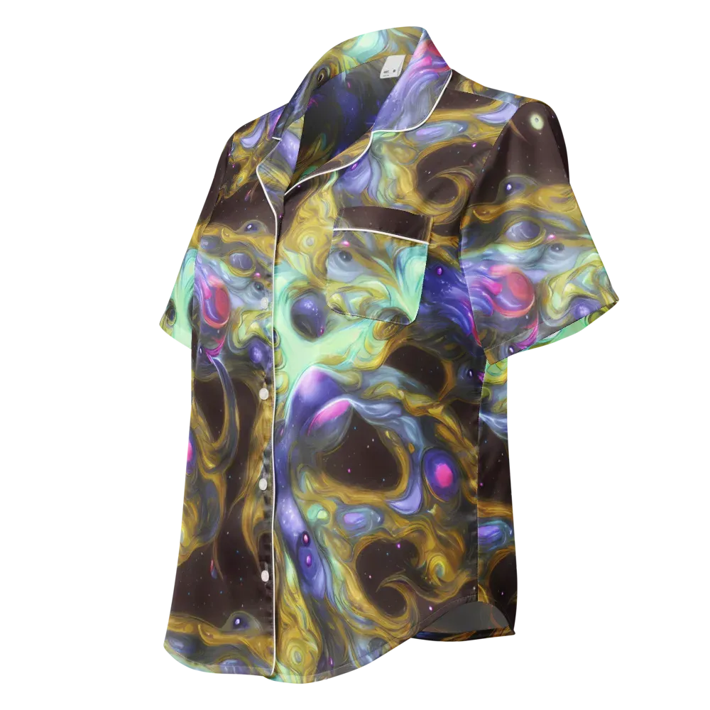 Indigo Infinity on Women's Short Sleeve Pajama Top — Left Front