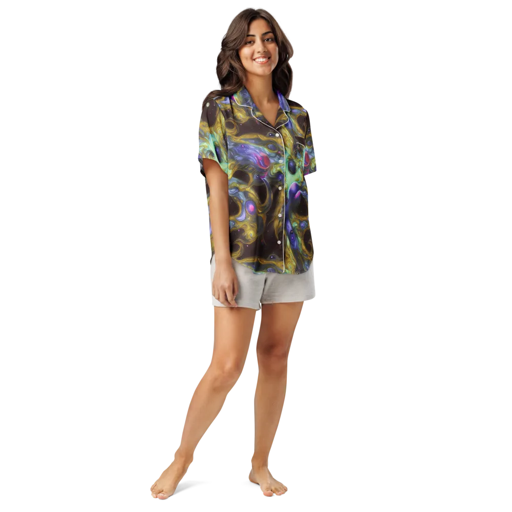 Indigo Infinity on Women's Short Sleeve Pajama Top — Front