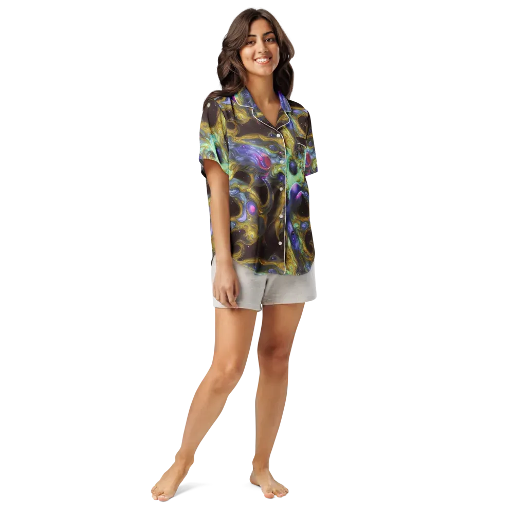 Indigo Infinity on Women's Short Sleeve Pajama Top — Front