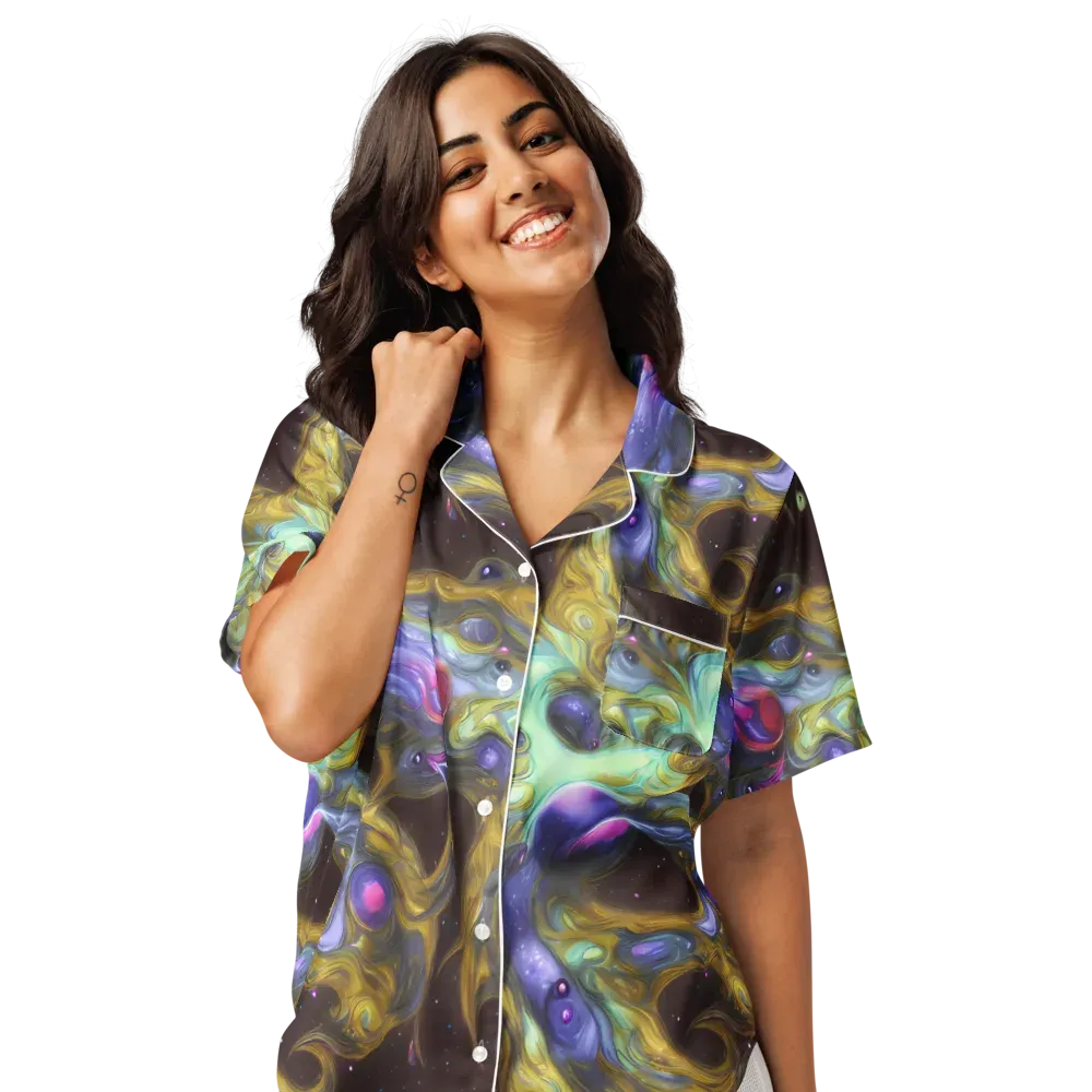 Indigo Infinity on Women's Short Sleeve Pajama Top — Front