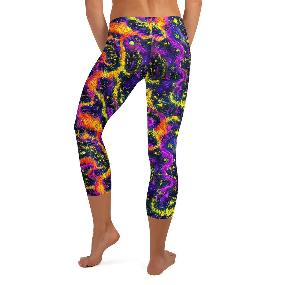 Nightfire Mosaic on Capri Leggings — Back