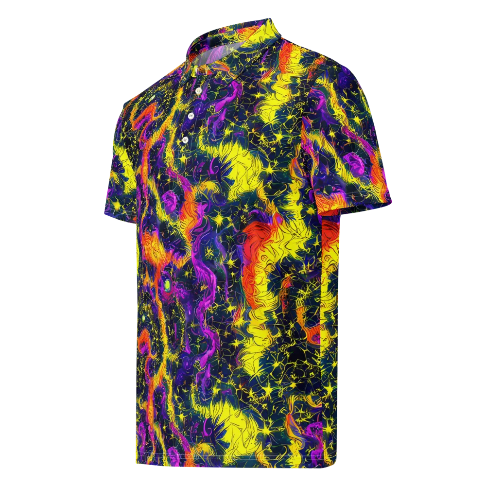 Nightfire Mosaic on Men's Slim Fit Polo Shirt — Left Front