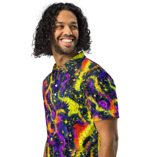 Nightfire Mosaic on a Men's Slim Fit Polo Shirt