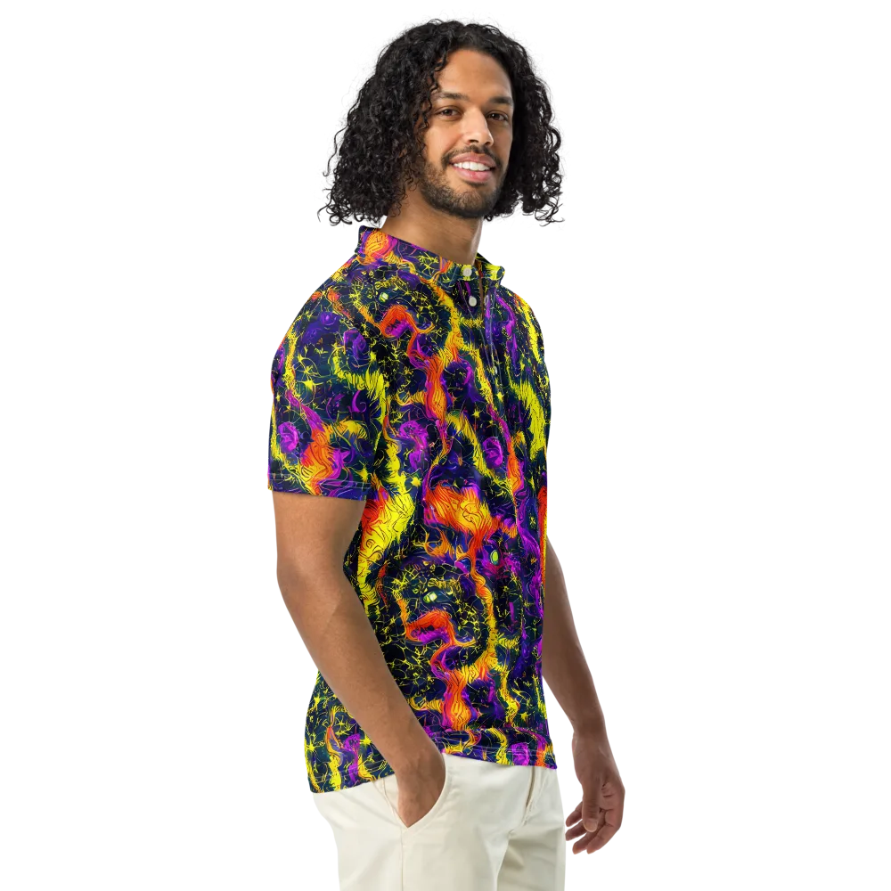 Nightfire Mosaic on Men's Slim Fit Polo Shirt — Right Front