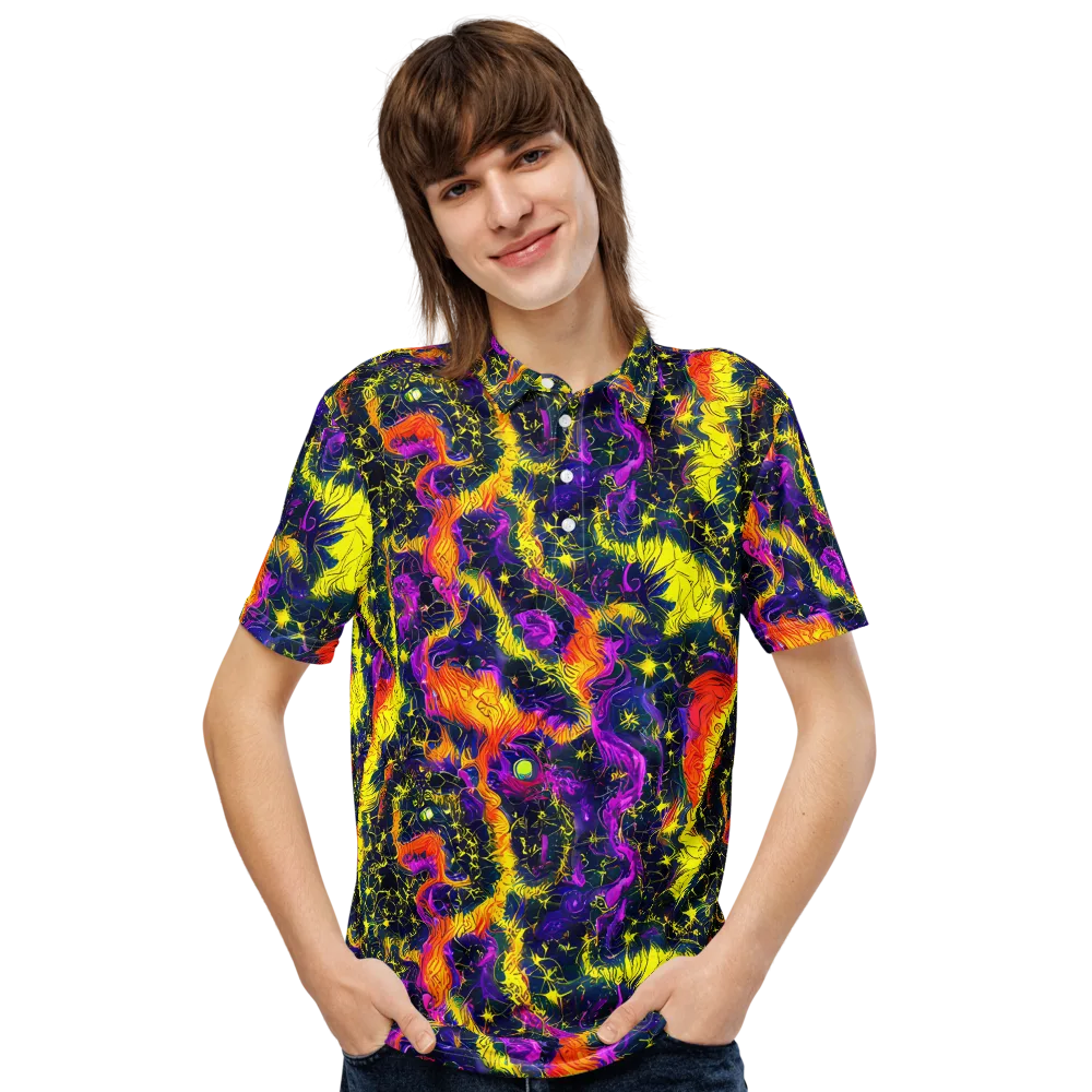 Nightfire Mosaic on Men's Slim Fit Polo Shirt — Front