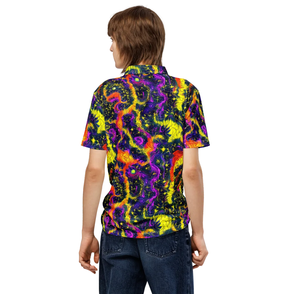 Nightfire Mosaic on Men's Slim Fit Polo Shirt — Back