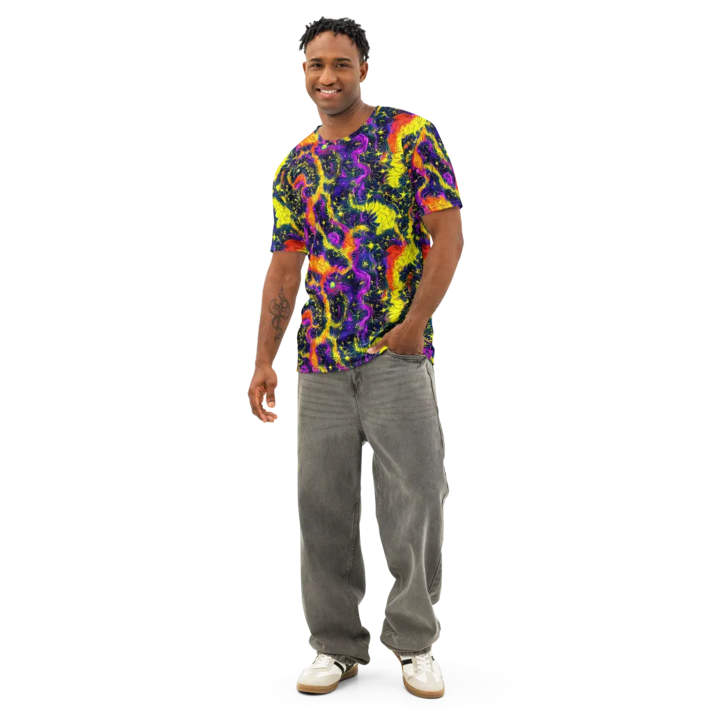Nightfire Mosaic on Men's Cotton Crew Neck T-Shirt — Front