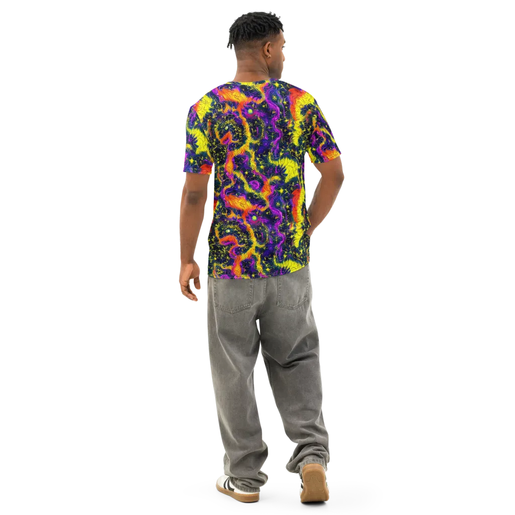 Nightfire Mosaic on Men's Cotton Crew Neck T-Shirt — Back