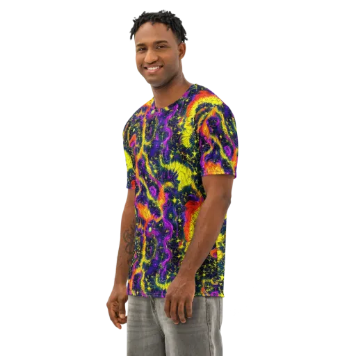 Nightfire Mosaic on a Men's Cotton Crew Neck T-Shirt