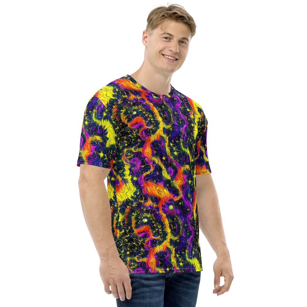 Nightfire Mosaic on Men's Crew Neck T-Shirt — Right