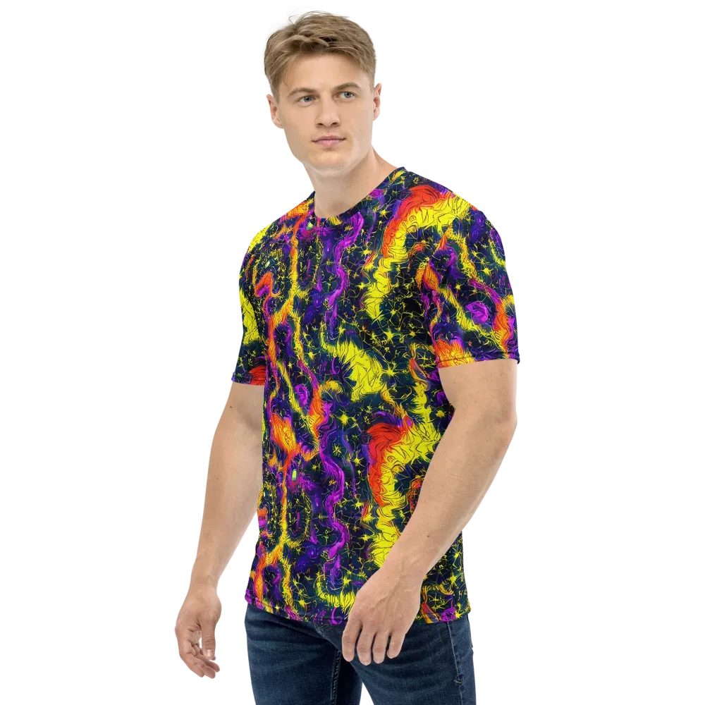 Nightfire Mosaic on Men's Crew Neck T-Shirt — Left