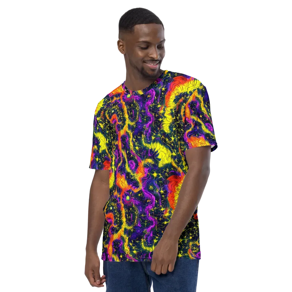 Nightfire Mosaic on Men's Crew Neck T-Shirt — Left