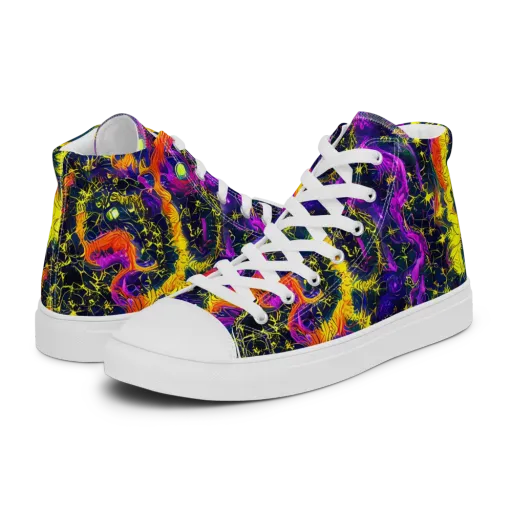 Nightfire Mosaic on a Men's High Top Canvas Shoes