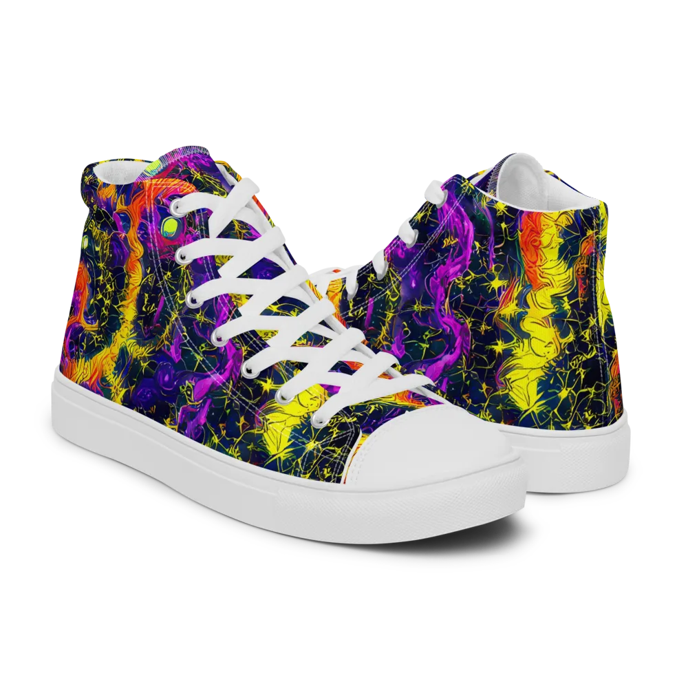 Nightfire Mosaic on Men's High Top Canvas Shoes — Right