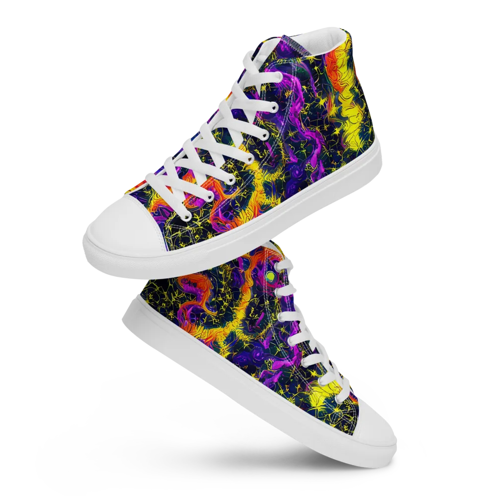 Nightfire Mosaic on Men's High Top Canvas Shoes — Front
