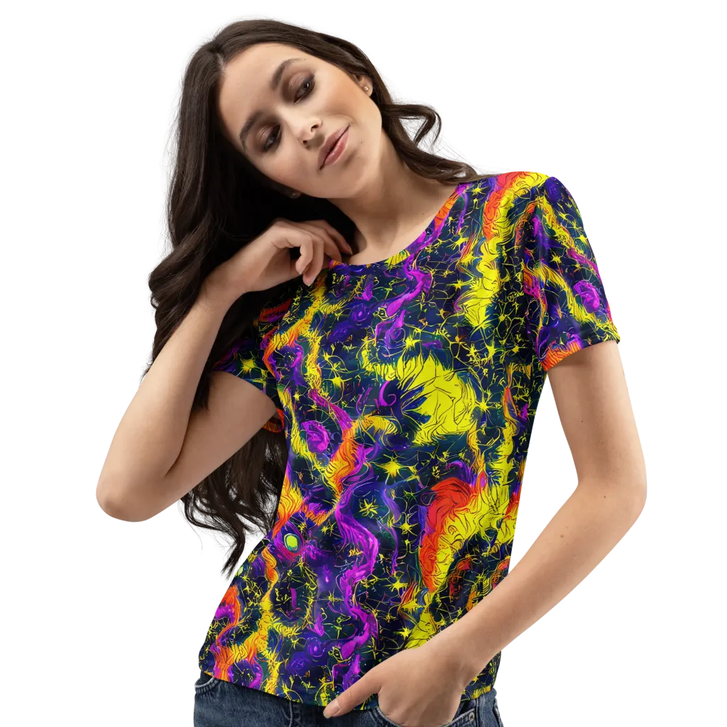 Nightfire Mosaic on Women's Crew Neck T-Shirt — Left Front