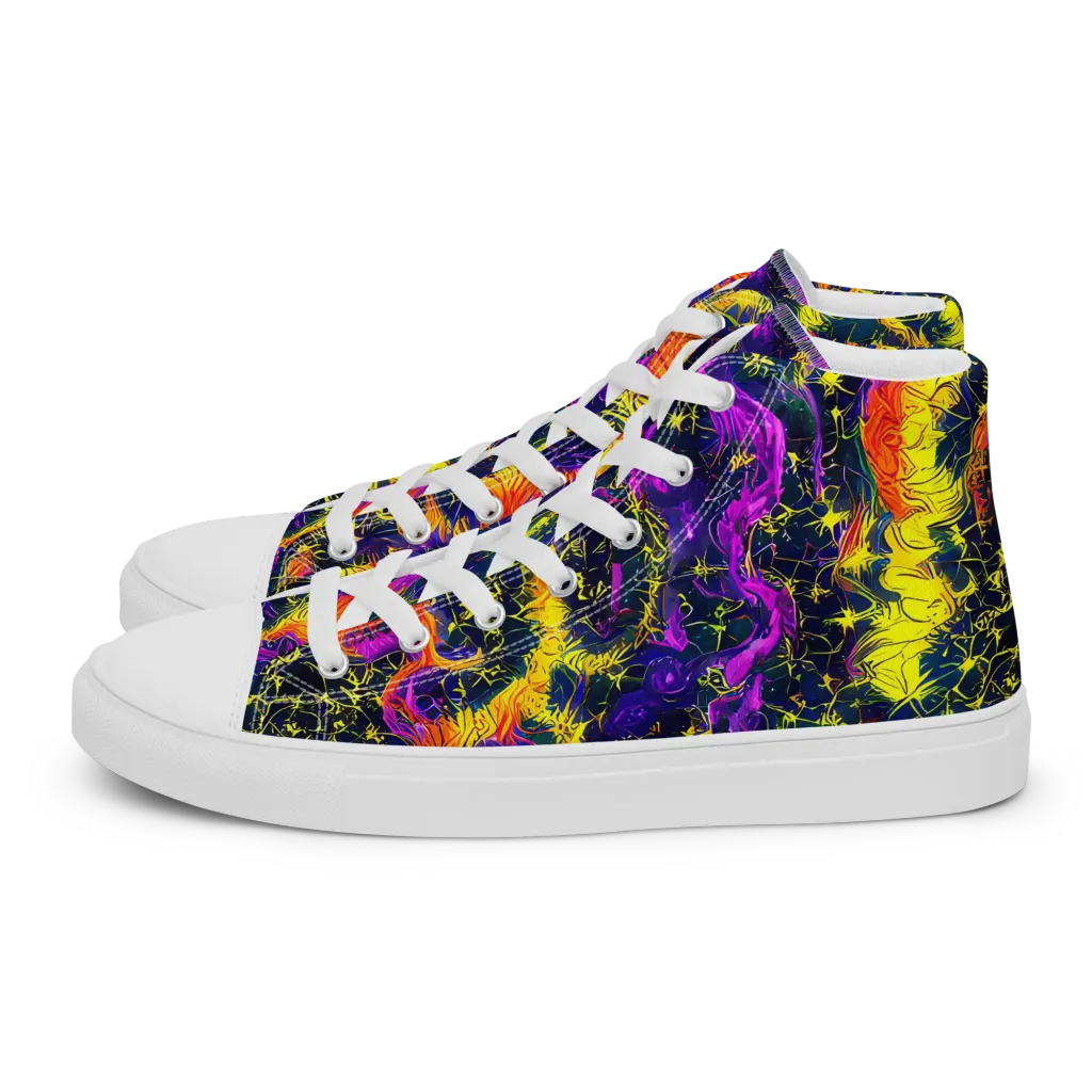 Nightfire Mosaic on Women's High Top Canvas Shoes — Left