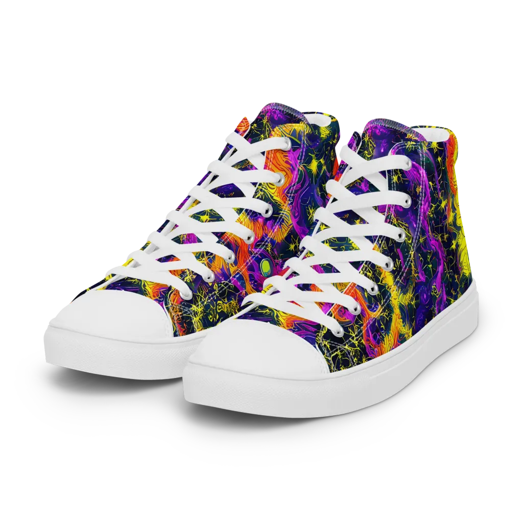 Nightfire Mosaic on Women's High Top Canvas Shoes — Left Front
