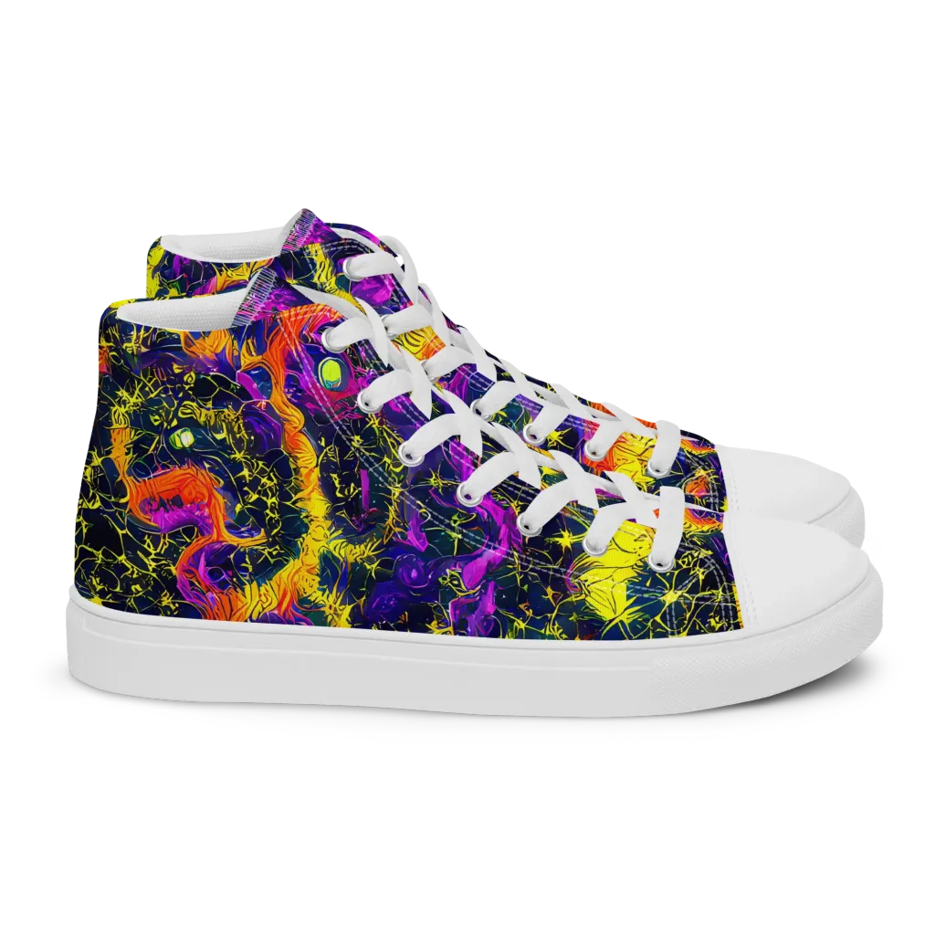 Nightfire Mosaic on Women's High Top Canvas Shoes — Right