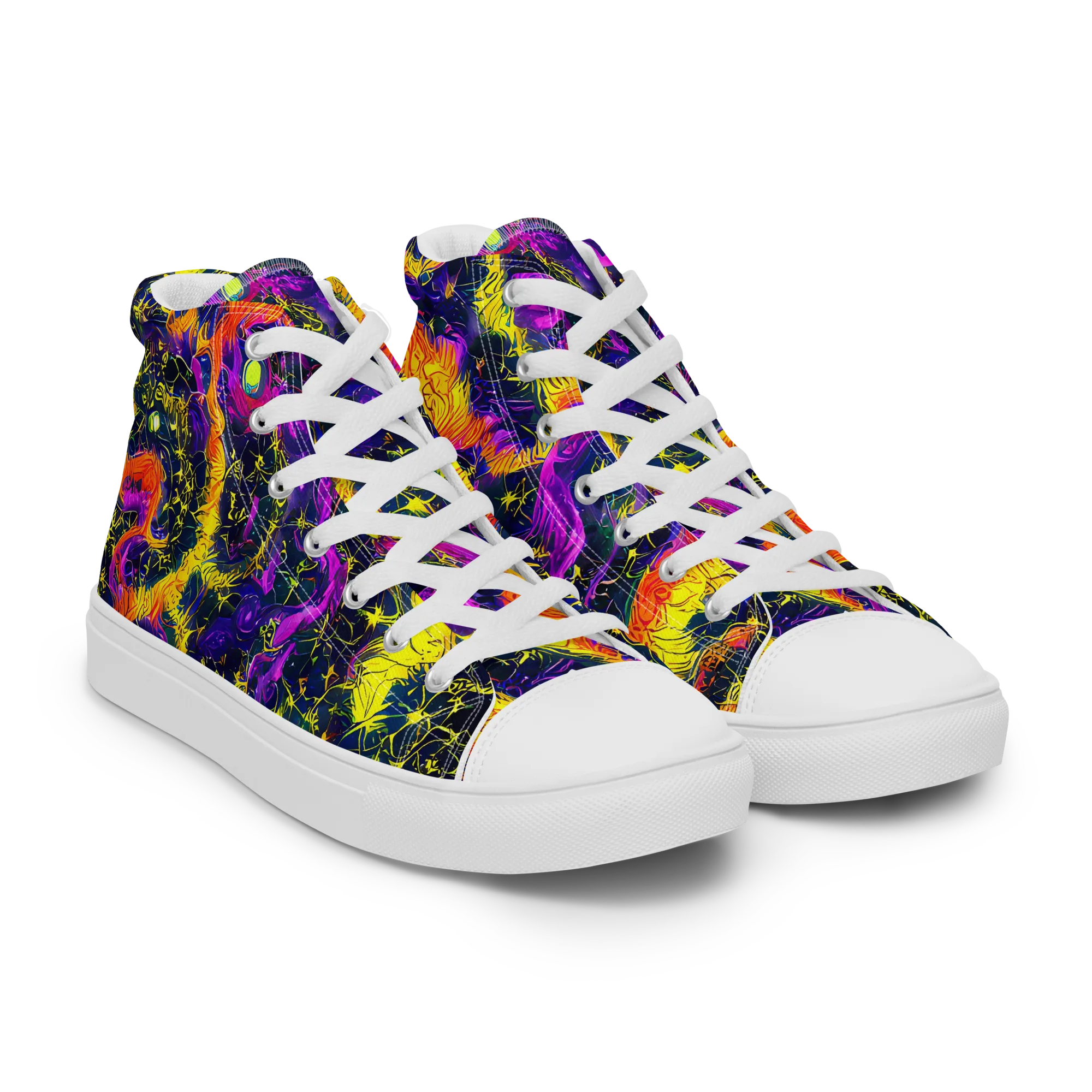 Nightfire Mosaic on Women's High Top Canvas Shoes — Right Front