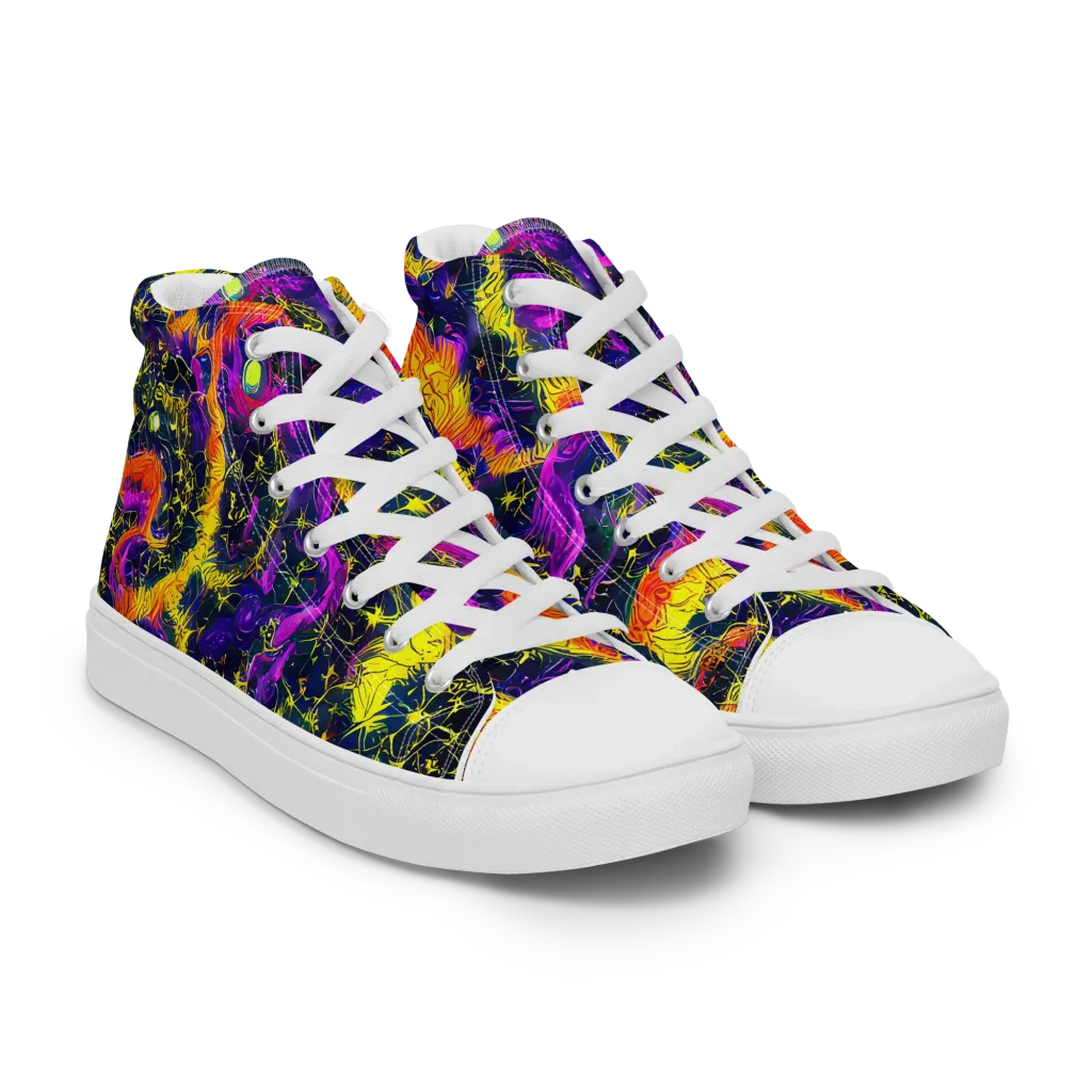 Nightfire Mosaic on Women's High Top Canvas Shoes — Right Front