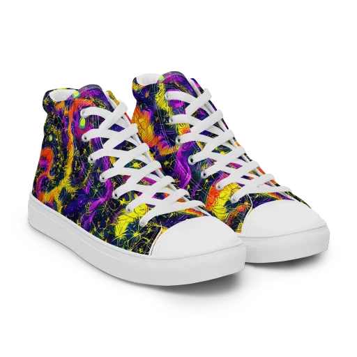 Nightfire Mosaic on a Women's High Top Canvas Shoes