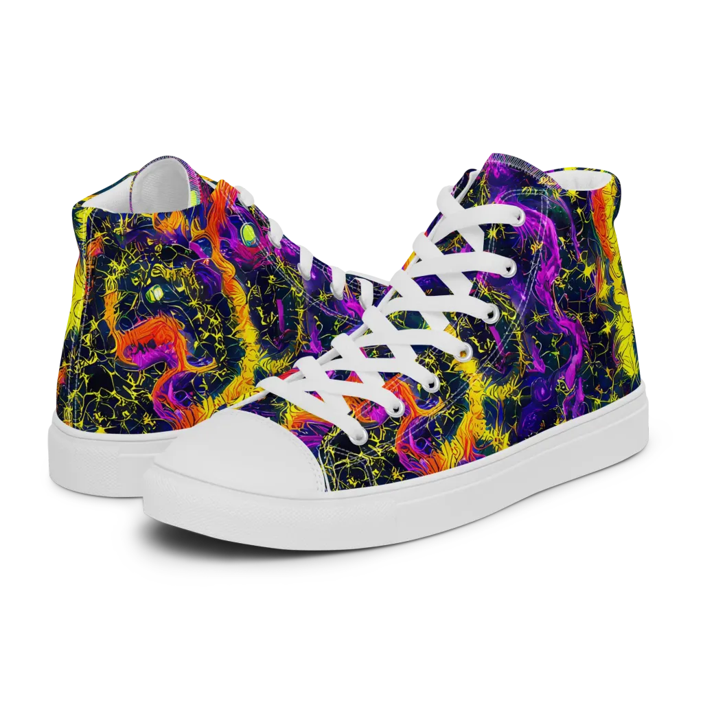 Nightfire Mosaic on Women's High Top Canvas Shoes — Left
