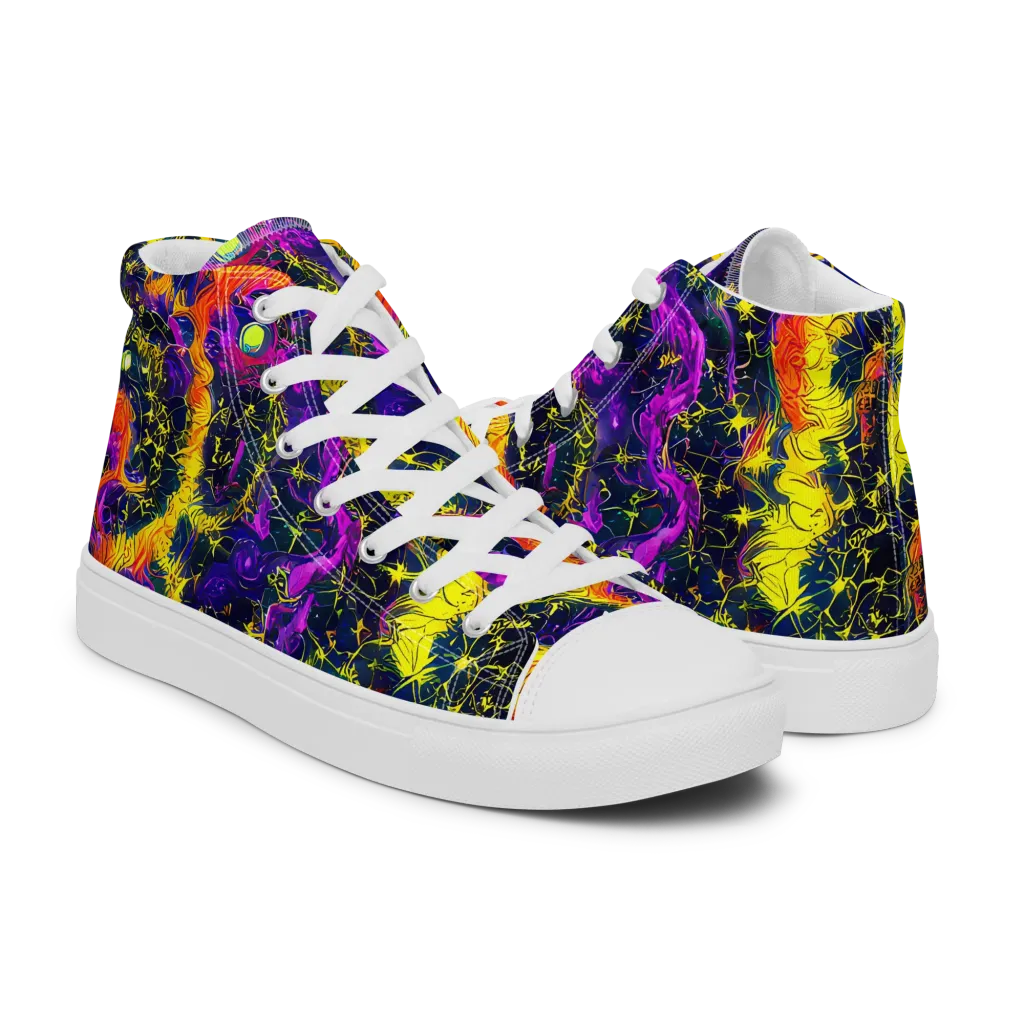 Nightfire Mosaic on Women's High Top Canvas Shoes — Right