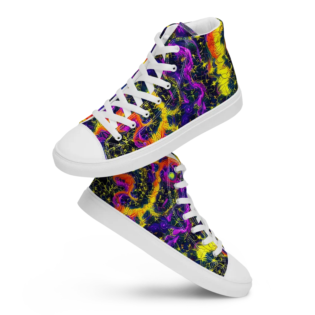 Nightfire Mosaic on Women's High Top Canvas Shoes — Front