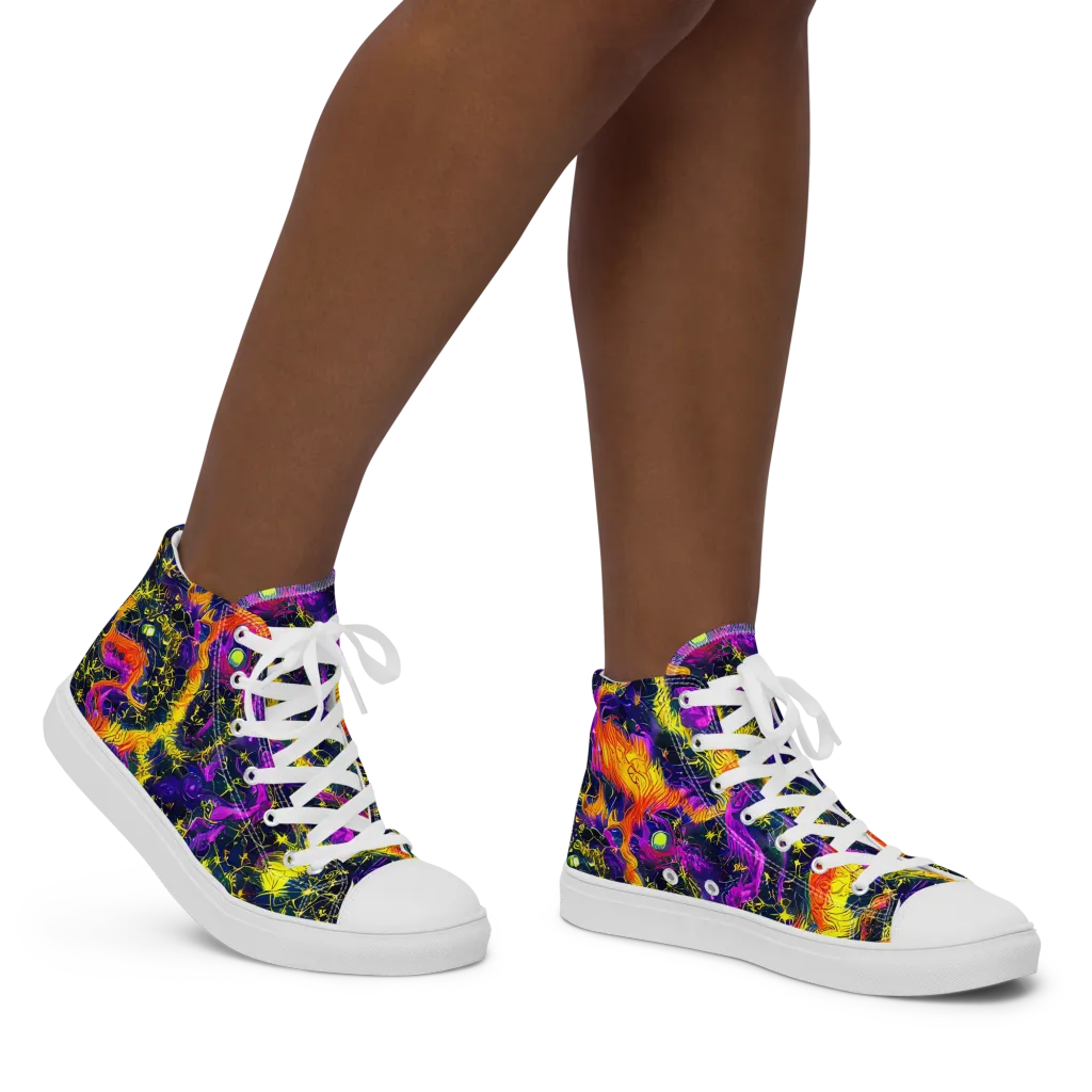 Nightfire Mosaic on Women's High Top Canvas Shoes — Right